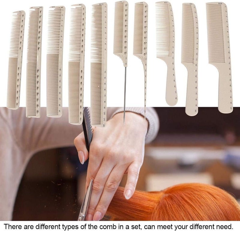 woobles Hair Cutting Combs, 10pcs Professional Anti-static Heat Resistant Hairdressing Comb Barber Hair Styling Comb With Measure Scale For Salon Or Personal Use(1#) - Image 3